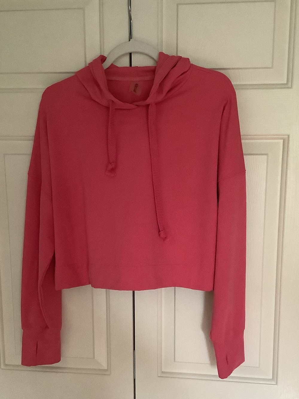 Cropped Beautiful Coral/ Salmon Drawstring Hoodie